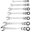 Extol Premium Chiave a cricchetto ad anello piatta con snodo, set da 4 pezzi