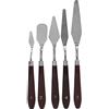 Baxnore Set di 5 spatole professionali in acciaio inossidabile con manici ergonomici in legno di faggio per pittura ad olio, acrilico, arte astratta, miscelazione dei colori e deco