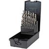 STIER Set di punte elicoidali HSS-Co8 / HSS-E, 25 pezzi, set di punte in metallo premium, set di punte in acciaio, rettificate, base cilindrica, contenuto di cobalto 8%, DIN 338, tipo N