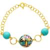 LE PERLE DI CALTAGIRONE Bracciale leda argento e ceramica azzurra