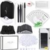 QUKLOGEN Kit di forniture per extension per ciglia con ciglia singole 0.07D Curl Mix 7-15mm USB Lash Fan Dryer Gel Patch Supporto in Silicone Pad Pinzette Specchio Pennello Mascara Monouso Mini Applicatore