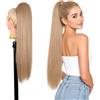 Ser Mulher Coda Capelli Extension Lisci con Laccio, 100% Effetto Naturale, 70 cm - Coda di Cavallo Liscia in Termofibra, Resistente al Calore, Applicazione Rapida in Pochi Minuti, KATE (Natural Blonde)
