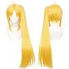 maysuwell Parrucca Cosplay Gialla per Donne Lunga e Liscia con Coda di Cavallo e Frangia Perfetta per Halloween Cosplay e Anime Con