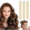 LOPHE Bigodino Morbidi, 3 Pezzi Ricci Senza Calore, Heatless Hair Curler con Filo di Ferro per Dormire Durante la Notte, Bigodino Lungo per Boccoli per Corti, Lisci o Ricci（Beige）