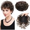 EREE HAIR EREEHAIR - Topper in 100% capelli umani con frangia, da donna, 15,2 cm, capelli ricci corti e ricci, con clip, base grande, 13 x 14 cm, copertura 3D a 360°, colore marrone scuro