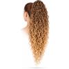 Ser Mulher Coda Capelli Extension Riccia, Lunga: 50 cm - Peso: 104 g con Coulisse Regolabile - Coda Finta Capelli, Voluminosa in Termofibra Naturale, Facile da Applicare, JACY, Dark Brown Degradee