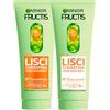 Garnier Fructis Lisci Cheratina Set Balsamo 200ml + Shampoo 200ml Trattamento Lisciante Formula Vegan con Olio d'Argan per Capelli Secchi Crespi e Spenti - Set da 2
