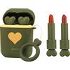 Generic Set di trucco per labbra, impermeabile, a lunga durata, velluto, idratante, macchia per labbra, auricolari, bicolore, lucidalabbra, bicchiere antiaderente, set regalo di trucco per labbra per ragazze