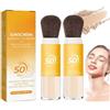 BAInuai 2 pezzi di polvere minerale di fissazione solare, fondotinta Sun Protection Powder SPF 50 PA+++ polvere trucco con protezione solare, controllo dell'olio, finitura opaca naturale, mineral Sunscreen