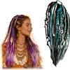 HKNLMM Extension Coda di Cavallo Dread Elastica 22 Pollici, Extension Dreadlock Boho con Perle Artigianali, Installazione Rapida per Festival, Viaggio & Giorno Giorno(Green)