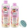 Balea Natural Beauty - Set di shampoo e balsamo, con estratto di pesce biologico e acqua di riso, spazzola massaggiante per la crescita dei capelli e la circolazione sanguigna