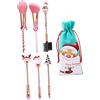 HAPINARY 6 Pennelli Cosmetici Set Manico Bacchetta Forma Cartone Animato Natale Fondotinta Cipria Ombretto