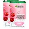 Garnier SkinActive Maschera Labbra Gusto Ciliegia Rimpolpante Idratante in Tessuto Formula Vegana con Acqua Antiossidanti e Pantenolo - 2 Maschere Monouso