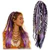 HKNLMM Extension Coda di Cavallo Dread Elastica 22 Pollici, Extension Dreadlock Boho con Perle Artigianali, Installazione Rapida per Festival, Viaggio & Giorno Giorno(Purple)