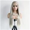 Greenmirr Lungo dritto Ombre Platinum Biondo Lace Front Wig 26in Heated Synthetic Fiber Replacement Hair for Daily Party