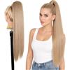 Ser Mulher Coda Capelli Extension Lisci con Laccio, 100% Effetto Naturale, 70 cm - Coda di Cavallo Liscia in Termofibra, Resistente al Calore, Applicazione Rapida in Pochi Minuti, KATE (Platinum Blonde Meches)