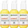 Garnier SkinActive Vitamina C Siero Viso in Crema 2in1 Illuminante e Anti-Macchie SPF 25 per Pelli Spente Non Uniformi Formula con Vitamina C ed Estratto di Agrumi - 3 Flaconi da 50ml