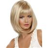 Yestree Parrucca bionda corta da donna, capelli sintetici, taglio corto, capelli lisci e biondi, identica a quelli veri (parrucca bionda corta)