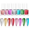 Generico Gel per unghie a specchio a lungo - smalto secco rapido, colori metallici ad alto lucentezza | Kit per a 8 colori per salone professionale a casa usa eventi e celebrazioni per festivit