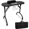 UISEBRT Tavolo pieghevole per manicure con aspirazione, tavolo per manicure portatile con ruote, tavolo per manicure mobile, nero
