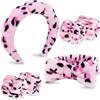 VELSCRUN Confezione da 6 fasce per capelli da spa, per il trucco, per il lavaggio del viso, fasce per capelli per la cura della pelle, fascia per capelli in spugna rosa leopardata, papillon per spa