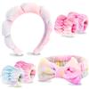 VELSCRUN Fascia per capelli da spa, 6 fasce per la cura della pelle, con papillon in spugna colorata e profonda, set di braccialetti per il viso, accessori per capelli alla moda per ragazze e donne