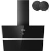 IsEasy Cappa Cucina 60cm, Cappa Aspirante di Scarico/Ricircolo con 578 m³/h Forte Potenza di Aspirazione, 4 Livelli di Regolazione, Funzionamento Touch, 58 dB, Nero, Efficienza A++