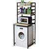 Nordivo Supporto lavatrice Asciugatrice per Regolabilein Altezza,mobiletto sopra lavatrice,Tamburo Lavastoviglie Ripiano Di Stoccaggio,per Bagno, Cucina, Balcone, Lavanderia(Black/light brown,71in/180CM)