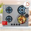 Klarstein Piano Cottura 4 Fuochi a Gas 8000W, Fornelli Integrati in Vetro Temperato e Acciaio Inox, Cucina GPL, Design Moderno, Alta Potenza e Materiali Resistenti per Uso Quotidiano in Cucina
