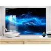 My Photostation.com Myphotostation, paraspruzzi in vetro temperato blu scuro con nuvole da 35,4 x 35,4 cm (larghezza x altezza), paraspruzzi per cucina, bagno, parete, stufa, pannello paraspruzzi, piastrelle, vetro