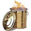CYJAZNHH Gabbia da giardino in metallo per inceneritore, Grande inceneritore in acciaio inox, contenitore for la combustione del fuoco, forni da giardino, inceneritori con rivestimento, dorato(25 * 33cm)