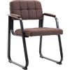 CLP Sedia con braccioli Canada B, sedia visitatore imbottita, struttura in metallo nero opaco, sedia da conferenza, sedia sala d attesa tessuto, Colore:marrone