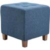 CLP Poggiapiedi Divano Pharao I Sgabello Pouf Capitonné Imbottito in Stoffa I Sgabello Basso Salotto Piedini in Legno, Colore:Blu