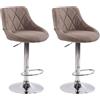 CLP 2x Sgabelli Design Lazio In Tessuto I Sedie Cucina Girevoli E Regolabili 83-104 CM Con Poggiapiedi, Colore:tortora