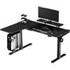 Ultradesk Winger RGB LED | Scrivania da gioco Tavolo a forma di L | Scrivania angolare ad angolo | Scrivania per computer regolabile in altezza elettrica | Nero | 155x111x60 cm Sinistra