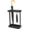 GLIvantad Portaombrelli Portaombrelli in Metallo Nero con Ganci Extra, Design Rettangolare Grande e Vassoio antigoccia, Perfetto per Casa, Ufficio, Ingresso