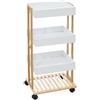 5 five simply smart 5five - carrello naturéo a 4 livelli su rotelle in bambù bianco