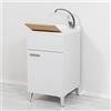 Inbagno Mobile lavatoio salvaspazio 45x50, 1 Anta con Vasca in Resina, Completo di ASSE lavapanni e Kit di Scarico