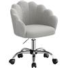 WOLTU Sedia da Trucco con Schienale a Petalo, Sedia Ufficio con Braccioli e Rotelle, Poltroncina Girevole, Altura Regolabile, Cashmere, Grigio Chiaro