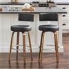 Bekrvio Set di 2 sgabelli da bar girevoli, con gambe in legno massiccio e schienale, altezza seduta 65 cm, sgabello girevole per bar, sgabello da bancone resistente agli agenti atmosferici, capacità