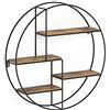 Vicco Libreria da parete Fyrk, Legno antico, 55 x 55 cm Rotondo, per montaggio a parete con quattro vani aperti
