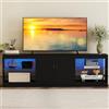 GIANTEX Mobile TV combinabile liberamente, mobile basso modulare con illuminazione a LED, mobile TV con ripiani aperti, tavolo TV per televisori fino a 85 pollici, 195 x 30 x 55 cm