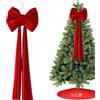 Generico Puntale per albero di Natale con fiocchi in velluto extra large, 80/110/160/180/200 cm Decorazioni per albero di Natale con fiocchi giganti, per decorazioni natalizie, matrimoni, interni, feste