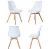 milani home - Set Di 2 Sedie Di Design Moderne In Polipropilene Bianco E Legno Massello Di Faggio Per Sala Da Pranzo Locale Bar Ristorante - Bianco