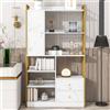 AilZylphera 6 ripiani Libreria 100x30x173.5cm con ante e cassetti. Libreria scaffale con struttura in metallo e pareti divisorie in legno. libreria verticale per soggiorno, ufficio e camera da letto