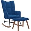 vidaXL Sedia a dondolo con sgabello velluto blu