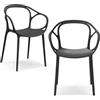 REDÒKASA Set 2 sedie in polipropilene CHIARA, impilabile, design moderno, ideale per sala da pranzo, soggiorno, cucina, sala d'attesa, bar, ristoranti (2, Antracite)