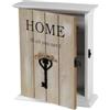 MECSAL CASALINGHI Armadietto Porta Chiavi, Cassetta in Legno, Porta Chiavi da Parete, Con Decorazione Home, 20x7x24 Cm (Effetto Legno)