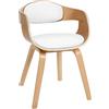 CLP - Sedia Kingston per ospiti, con schienale avvolgente e imbottitura, facile da pulire, con rivestimento in similpelle e struttura in legno, colore: legno naturale e bianco