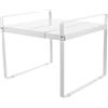 TOYANDONA Organizzatore per Scaffali da Cucina in Ferro Bianco Design Rialzato e Dimensioni Regolabili, Ripiano Espandibile per Storage su Piano di Lavoro e Armadietti